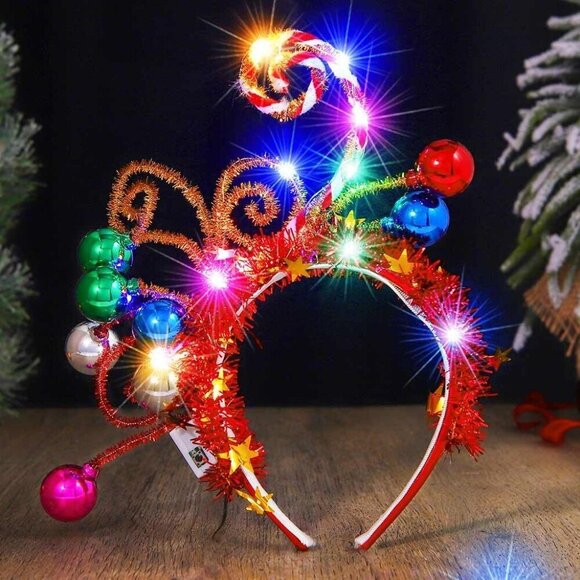 Light Up Christmas Headband Holiday Festive Sparkling LED Hair Accessory main image 5